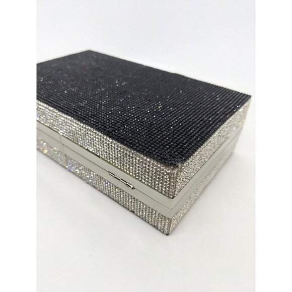 SONDRA ROBERTS crystal embellished rectangular box clutch minaudiere - BLACK - Picture 8 of 10